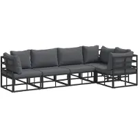 vidaXL Ensemble de canapés de jardin , 5 pièces, noir, aluminium