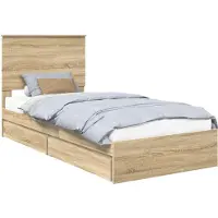 vidaXL Lit de rangement chêne Sonoma 90 x 200 cm bois composite