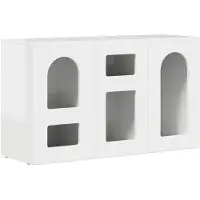 vidaXL Sideboard blanc brillant 100 x 35 x 59 cm Matériau dérivé du bois