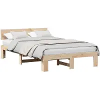 vidaXL Cadre de lit avec tête de lit Nature 135 x 190 cm Pin massif