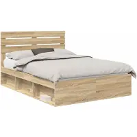 vidaXL Cadre de lit Chêne Sonoma 150 x 200 cm Pin massif