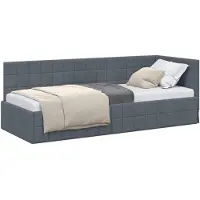 vidaXL Sommier d'angle avec tête de lit gris foncé 80 cm x 200 cm velours
