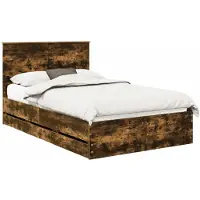 vidaXL Cadre de lit Chêne fumé 120 x 200 cm Bois d'ingénierie