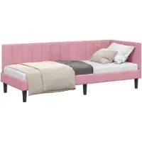 vidaXL Sommier d'angle avec tête de lit rose 80 cm x 200 cm velours