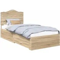 vidaXL Cadre de lit avec tête de lit Chêne Sonoma 90 x 200 cm Bois composite
