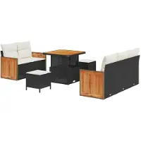 vidaXL Ensemble de canapés de jardin , 10 pièces, 7 places, noir et crème