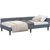 vidaXL Sommier d'angle avec tête de lit gris foncé 100 cm x 200 cm velours