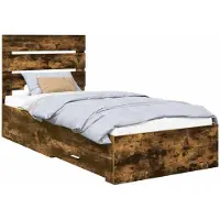 vidaXL Cadre de lit Chêne fumé et argent 75 x 190 cm Bois composite