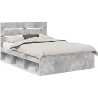 vidaXL Cadre de lit avec tête de lit béton 140 x 200 cm Pin massif