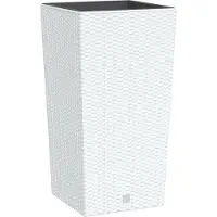 vidaXL Jardinière et intérieur amovible blanc 21 /49 L rotin PP