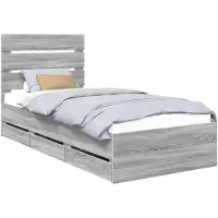 vidaXL Cadre de lit gris Sonoma 90 x 200 cm Bois d'ingénierie