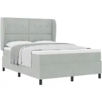 vidaXL Lit boxspring avec tête de lit, gris clair, 190 x 140 cm, velours