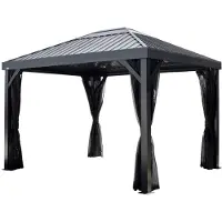 Sojag Kiosque de jardin Sojag Kiruna 1012 en métal avec moustiquaire, 3 x 3,5 m