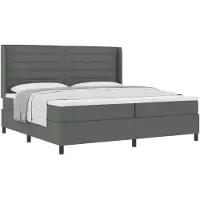 vidaXL Lit boxspring avec matelas gris foncé 200 x 200 cm Tissu
