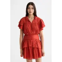 Scotch & Soda Robe Courte à Manches Courtes Ruffled Gathered