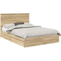 vidaXL Lit de rangement chêne Sonoma 160 x 200 cm bois composite