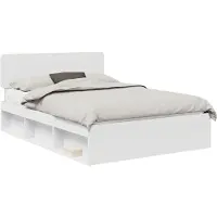 vidaXL Cadre de lit avec tête de lit Blanc 150 x 200 cm Pin massif