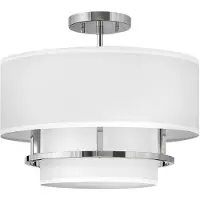 HINKLEY Lustre Graham en nickel poli, 3 x E14 x 40 W, abat-jour en tissu, dimensions : 129,9 x 40,6 x 40,6 cm, IP20,