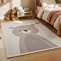 Little Olly Tapis lavable pour enfant - Simba Bear Beige | 120x170 cm | Rectangulaire | Pile courte