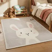 Little Olly Tapis lavable pour enfant - Simba Bunny Blanc | 80x150 cm | Rectangulaire | Pile courte