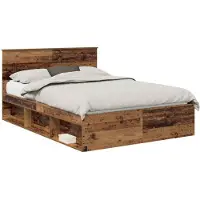 vidaXL Cadre de lit en vieux bois 135 x 190 cm Pin massif