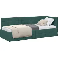 vidaXL Cadre de lit d'angle avec tête de lit vert foncé 80 cm x 200 cm velours