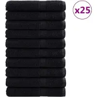 vidaXL Serviettes d'Invité 600 gsm SOLUND 25 pcs Noir 80 x 200 cm