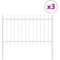 vidaXL Clôture de jardin 3 pièces Blanc 5,1 x 1,2 m Acier thermolaqué
