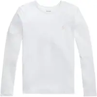 Ralph Lauren pour fille. 313841122030 T-shirt en jersey de coton à manches longues blanc ((L) 10/11años= 144/154cm), Casuel, Manche lon