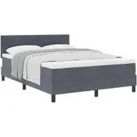 vidaXL Lit boxspring avec tête de lit gris foncé 140 x 200 cm velours