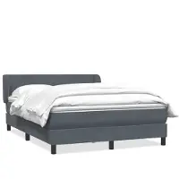 vidaXL Lit boxspring avec matelas gris foncé 160x210 cm velours