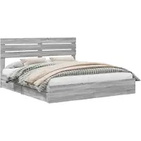 vidaXL Lit de rangement gris Sonoma 200 x 200 cm Bois composite