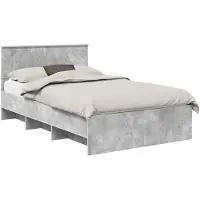 vidaXL Cadre de lit avec tête de lit Béton Gris 137 x 203 cm Bois composite