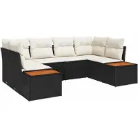 vidaXL Ensemble de canapés de jardin , 6 pièces, noir, en résine tressée