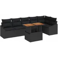 vidaXL Ensemble de canapés de jardin , 7 pièces, noir et marron