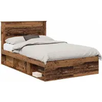 vidaXL Cadre de lit en vieux bois 120 x 190 cm Pin massif