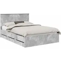 vidaXL Cadre de lit avec tête de lit Béton Gris 160 x 200 cm Bois d'ingénierie