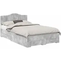 vidaXL Cadre de lit avec tête de lit Béton Gris 135 x 190 cm Bois composite