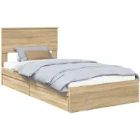 vidaXL Lit de rangement chêne Sonoma 100 x 200 cm Bois composite