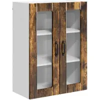 vidaXL Armoire murale en verre LUCCA, chêne fumé, 60 x 31 x 80 cm