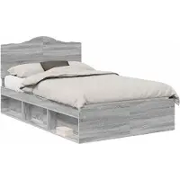 vidaXL Cadre de lit gris Sonoma 135 x 190 cm Pin massif