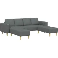 vidaXL Salon Canapé 3 pcs gris foncé polyester