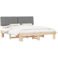 vidaXL Cadre de lit avec tête de lit rembourrée gris clair 180 x 200 cm