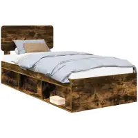 vidaXL Cadre de lit Chêne fumé 75 x 190 cm Pin massif
