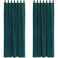 vidaXL Rideaux occultants 2 pcs vert foncé 140 x 260 cm velours