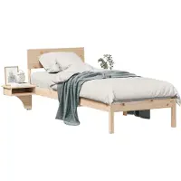 vidaXL Cadre de lit avec tête de lit brun 75 x 190 cm Pin massif