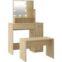 vidaXL Ensemble de coiffeuse avec LED Chêne Sonoma Bois composite