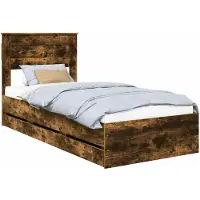 vidaXL Cadre de lit Chêne fumé 75 x 190 cm Bois d'ingénierie