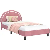 vidaXL Sommier de lit d'enfant avec tête de lit rose 90 x 200 cm velours
