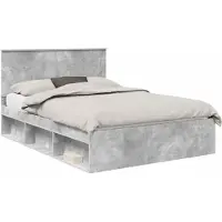 vidaXL Cadre de lit avec tête de lit béton 140 x 200 cm Pin massif